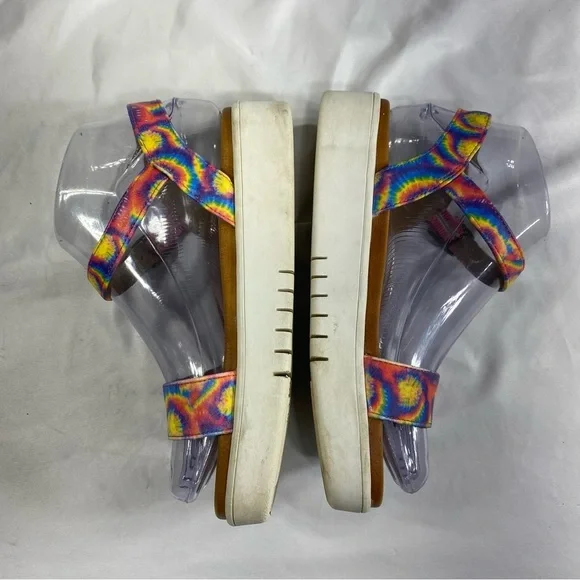 Wonder Nation Multi-Color Spiral Tie-Dye Ankle Strap Open Toe Platform Sandals - Picture 6 of 9